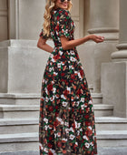 Floral V-Neck Short Flounce Sleeve Dress - Body By J'ne