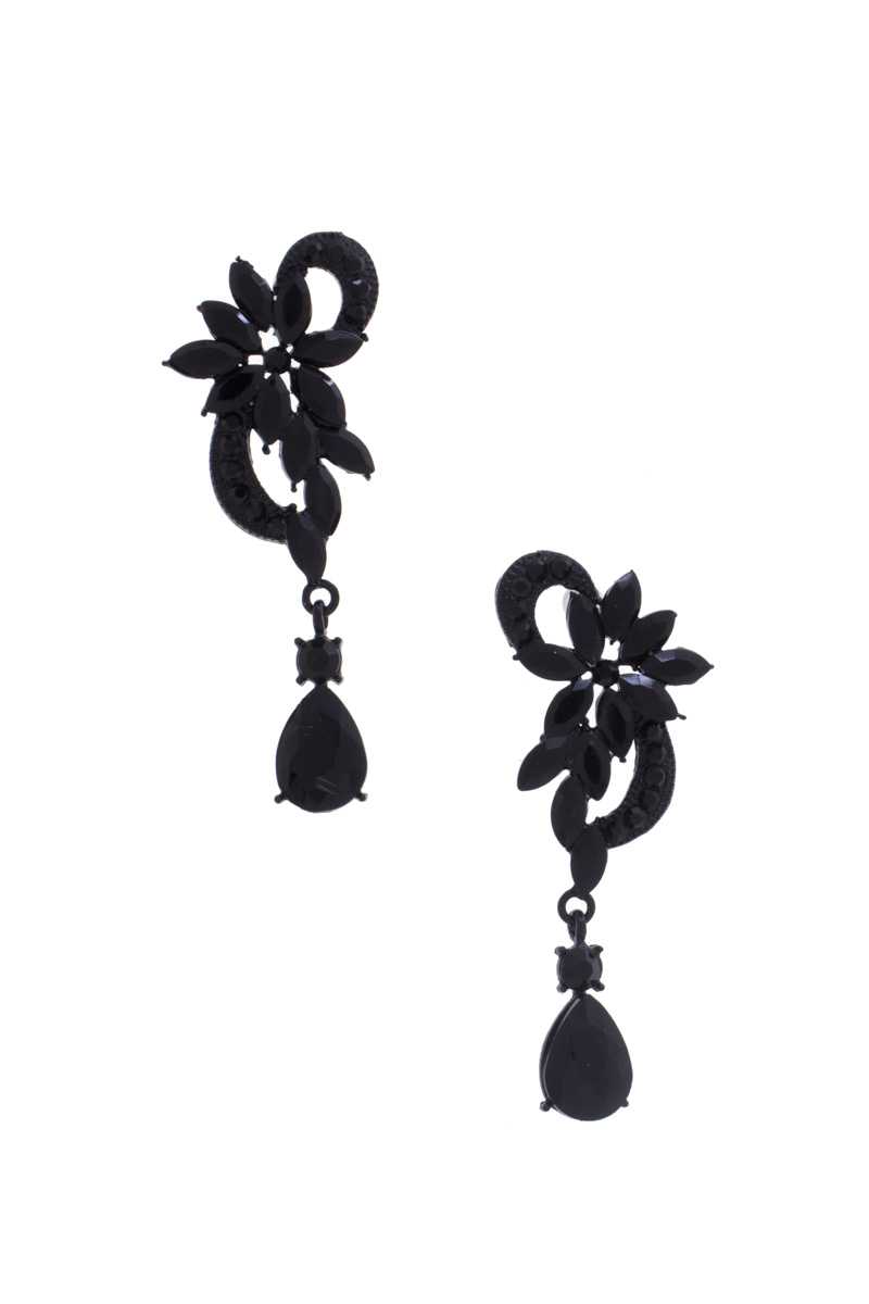 Flower Rhinestone Dangle Earring - Body By J'ne