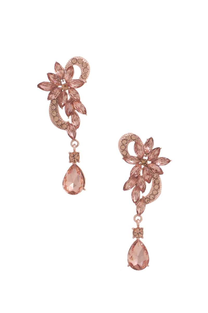 Flower Rhinestone Dangle Earring - Body By J'ne