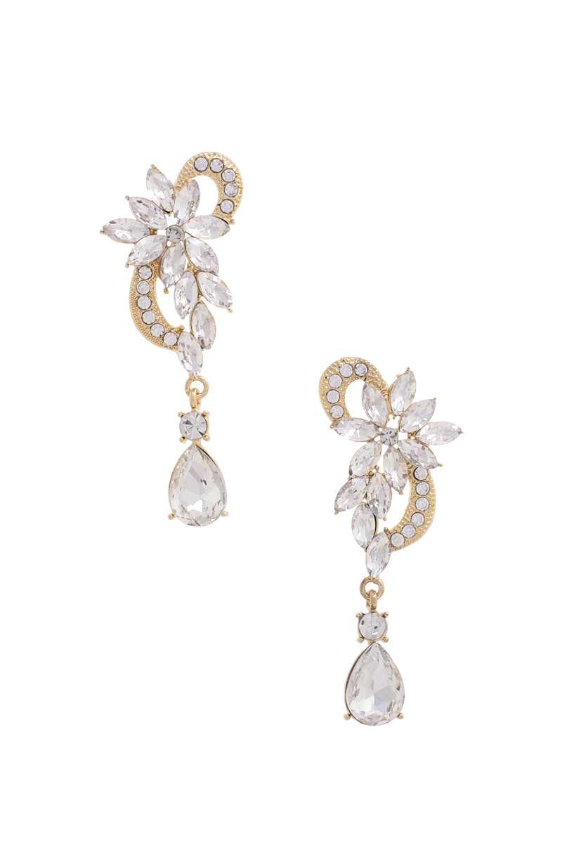 Flower Rhinestone Dangle Earring - Body By J'ne