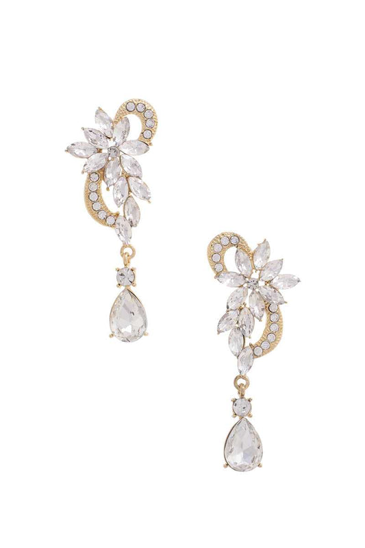 Flower Rhinestone Dangle Earring - Body By J'ne