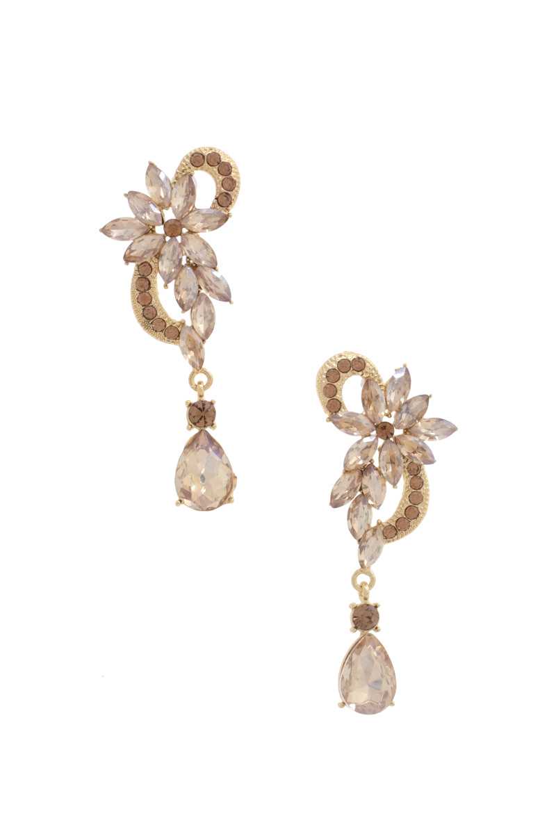 Flower Rhinestone Dangle Earring - Body By J'ne