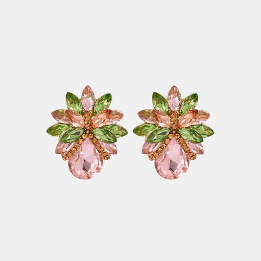 Flower Shape Glass Stone Stud Earrings - Body By J'ne