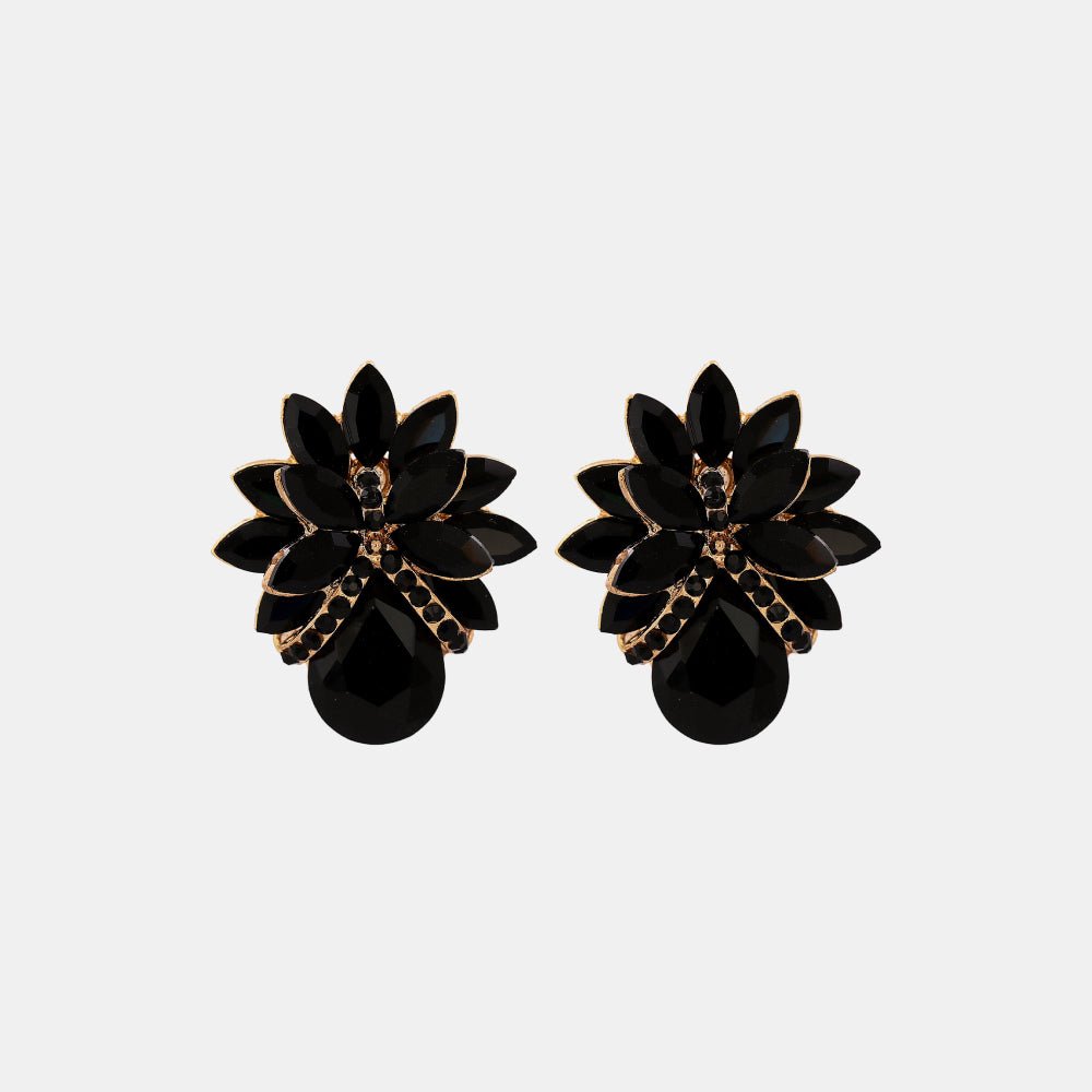 Flower Shape Glass Stone Stud Earrings - Body By J'ne