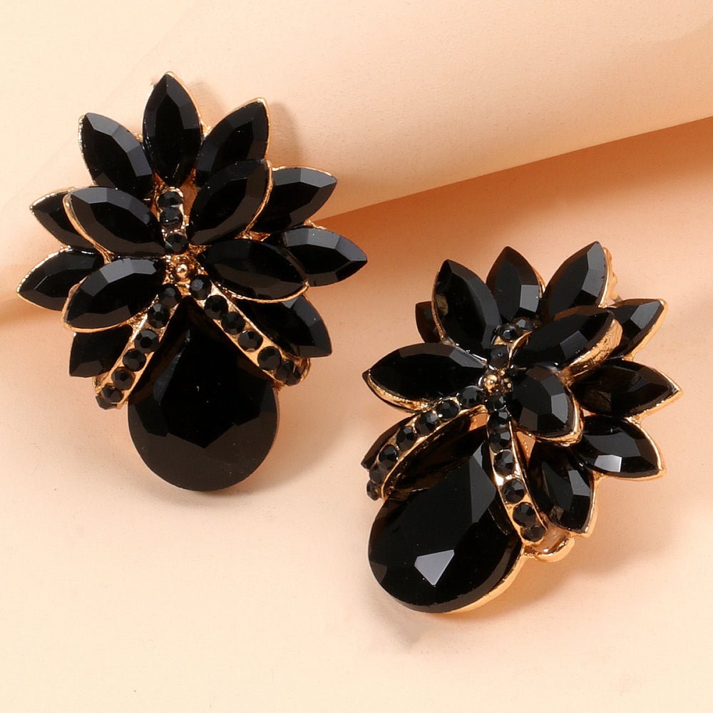 Flower Shape Glass Stone Stud Earrings - Body By J'ne