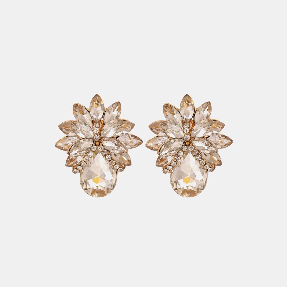Flower Shape Glass Stone Stud Earrings - Body By J'ne