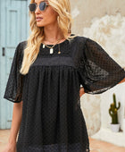 Flutter Sheer Sleeves Babydoll Top - Body By J'ne