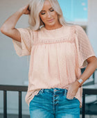 Flutter Sheer Sleeves Babydoll Top - Body By J'ne