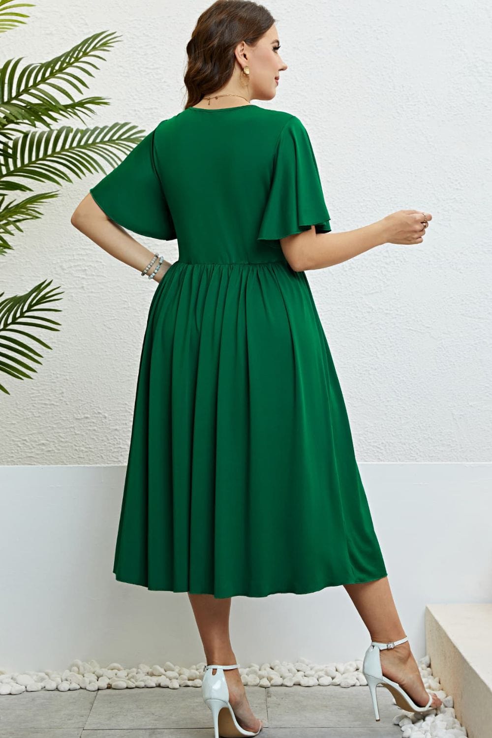 Flutter Sleeve Round Neck Dress - Body By J'ne