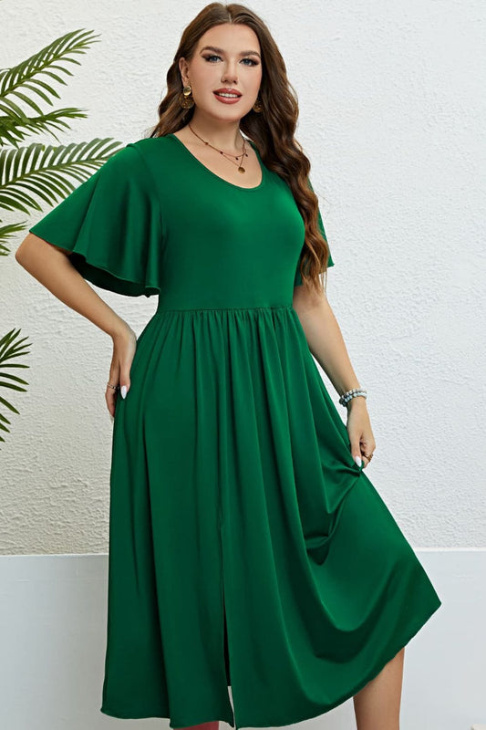 Flutter Sleeve Round Neck Dress - Body By J'ne