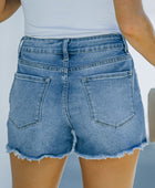 Frayed Hem Distressed Denim Shorts with Pockets - Body By J'ne