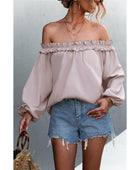 Frill Trim Off-Shoulder Balloon Sleeve Top - Body By J'ne