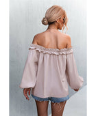 Frill Trim Off-Shoulder Balloon Sleeve Top - Body By J'ne