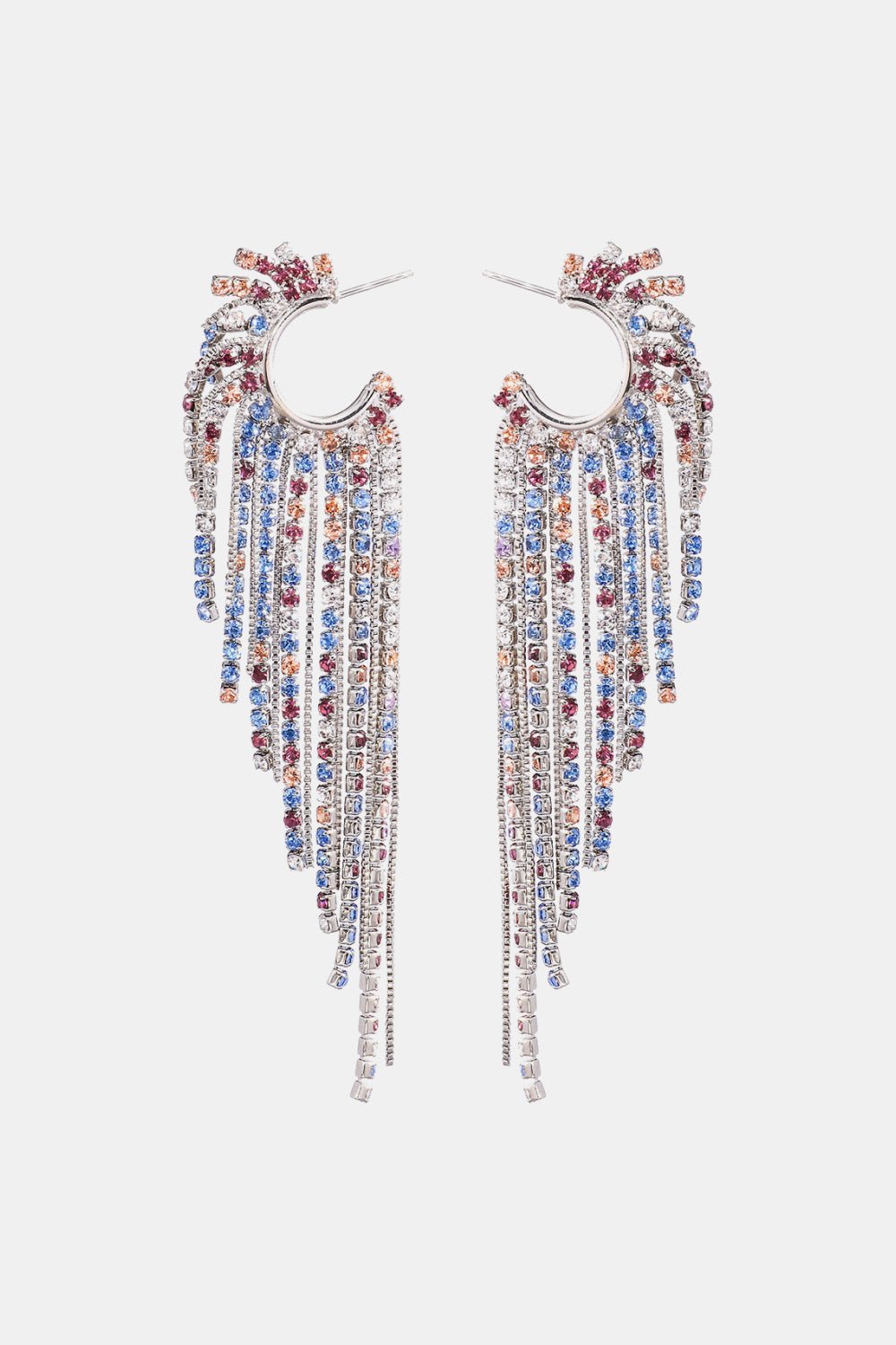 Fringed Rhinestone Zinc Alloy Dangle Earrings - Body By J'ne