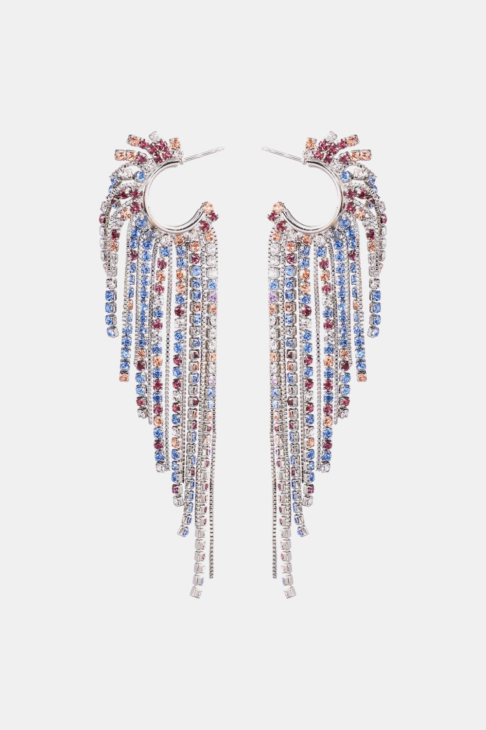 Fringed Rhinestone Zinc Alloy Dangle Earrings - Body By J'ne