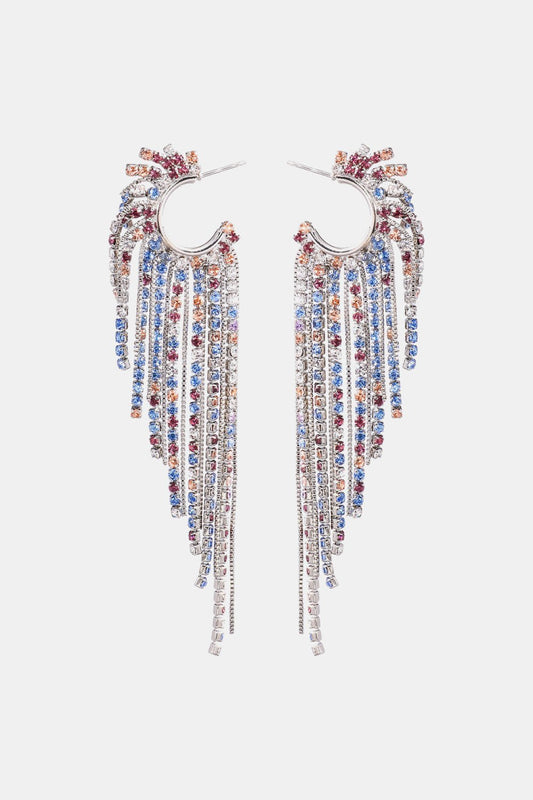 Fringed Rhinestone Zinc Alloy Dangle Earrings - Body By J'ne