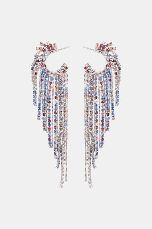 Fringed Rhinestone Zinc Alloy Dangle Earrings - Body By J'ne