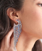 Fringed Rhinestone Zinc Alloy Dangle Earrings - Body By J'ne