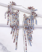 Fringed Rhinestone Zinc Alloy Dangle Earrings - Body By J'ne