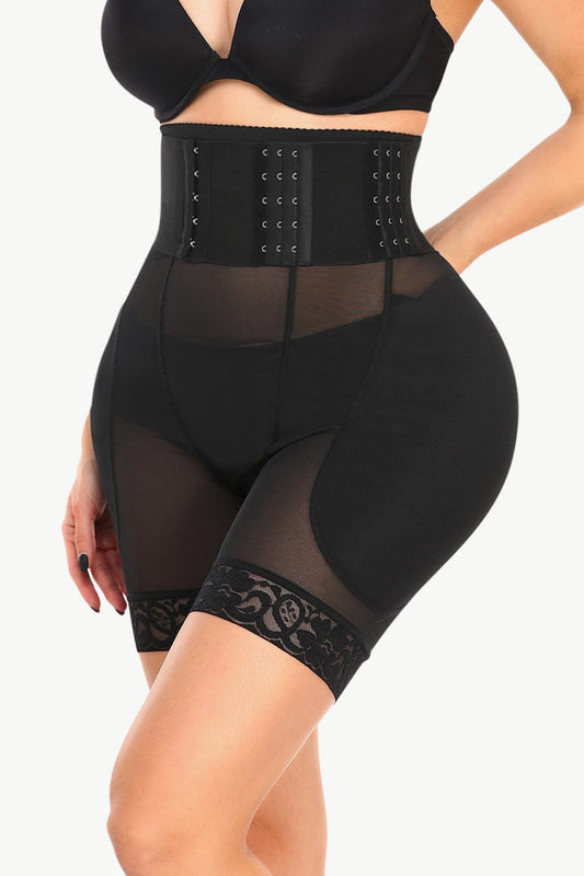 Full Size Breathable Lace Trim Shaping Shorts - Body By J'ne