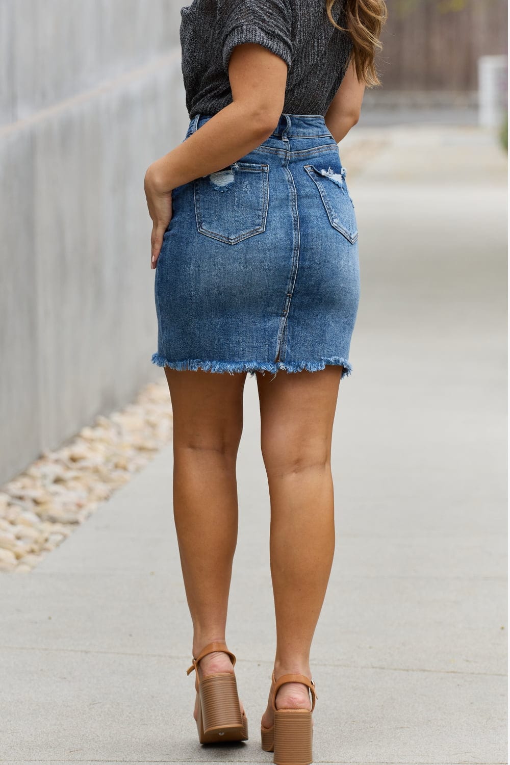 Full Size Denim Mini Skirt - Body By J'ne