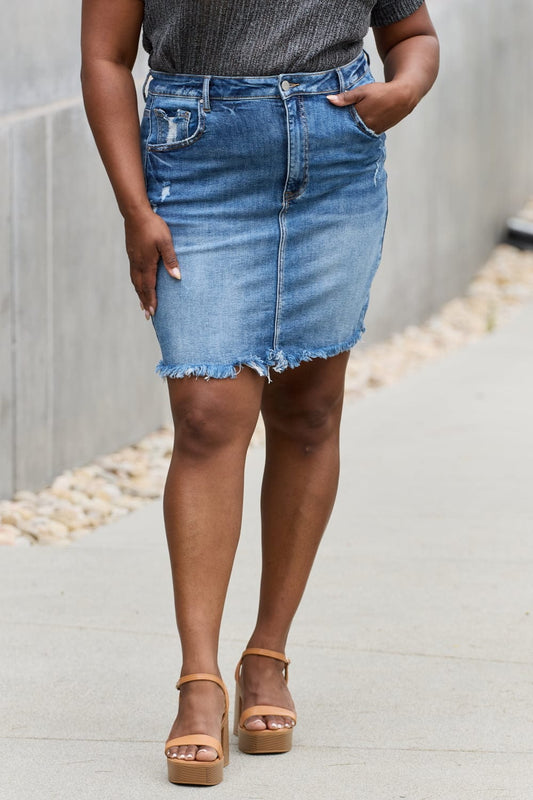 Full Size Denim Mini Skirt - Body By J'ne