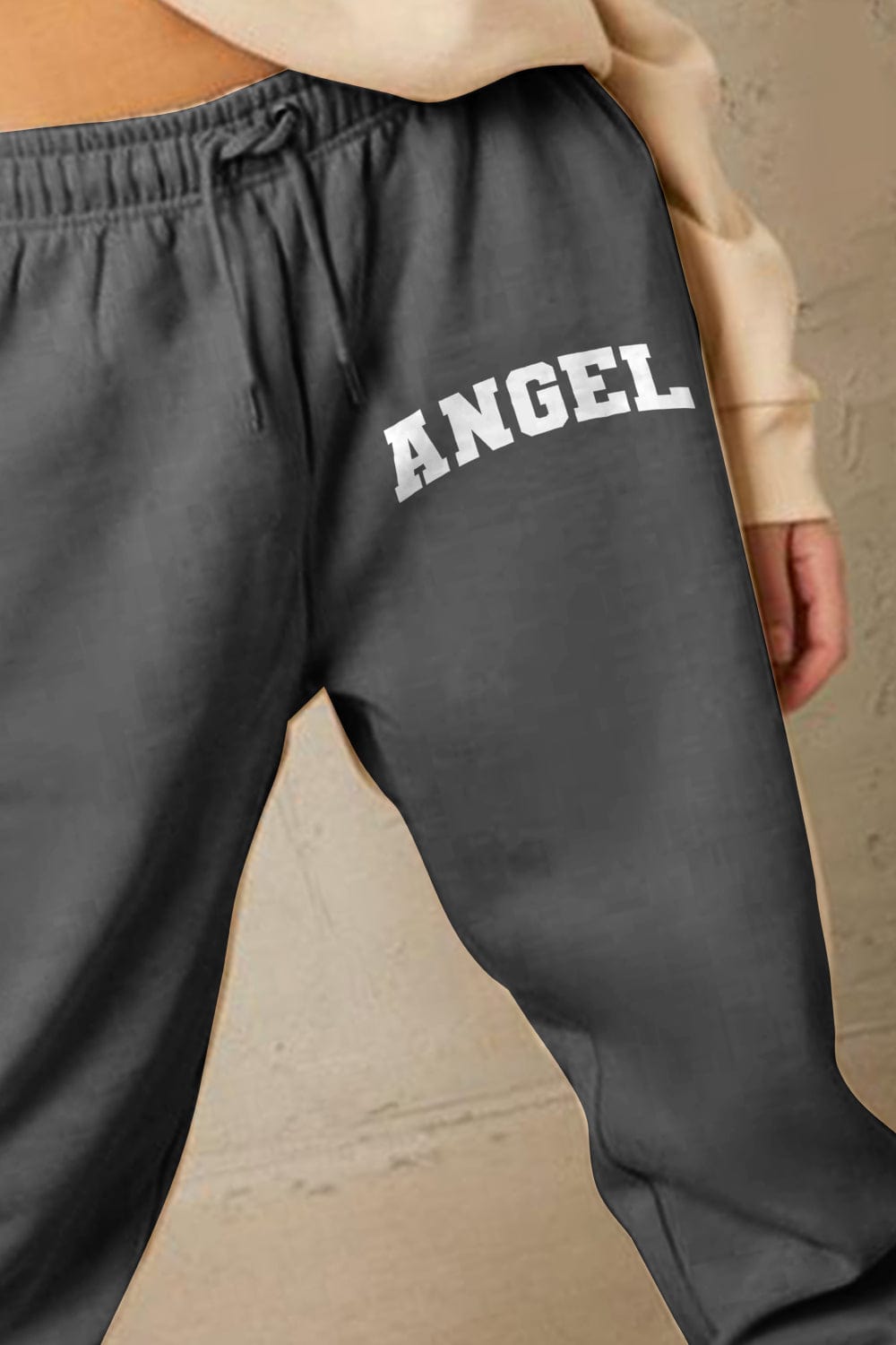 Full Size Drawstring Angel Graphic Long Sweatpants - Body By J'ne