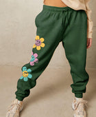 Full Size Drawstring Flower Graphic Long Sweatpants - Body By J'ne