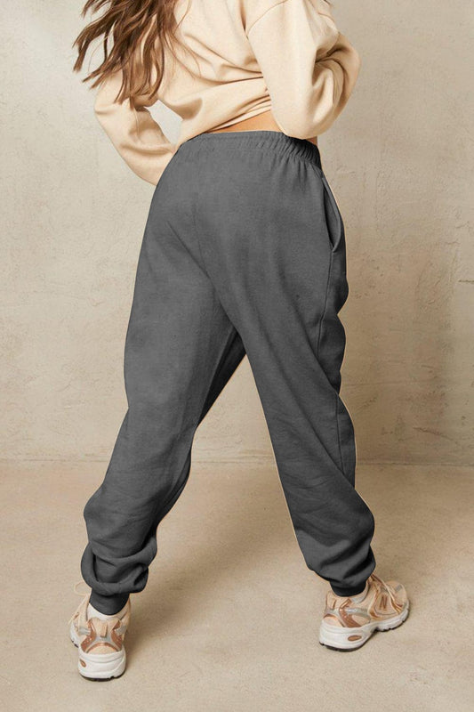 Full Size Drawstring Heart Graphic Long Sweatpants - Body By J'ne