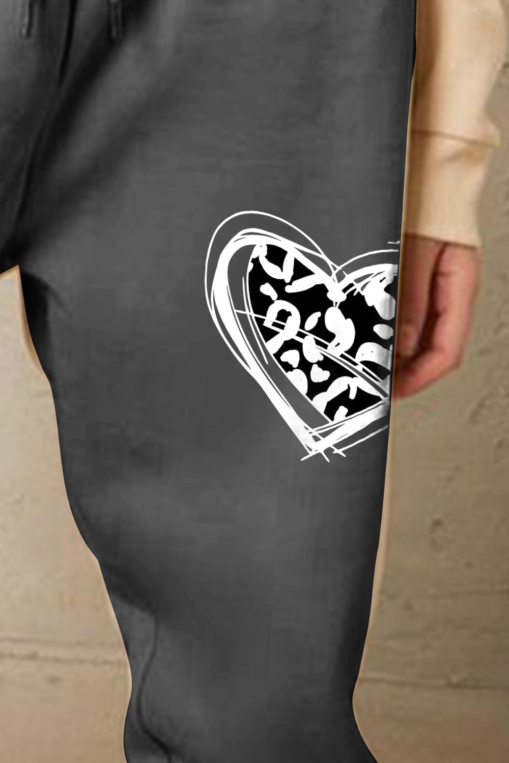 Full Size Drawstring Heart Graphic Long Sweatpants - Body By J'ne