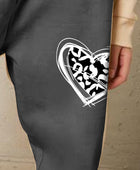 Full Size Drawstring Heart Graphic Long Sweatpants - Body By J'ne
