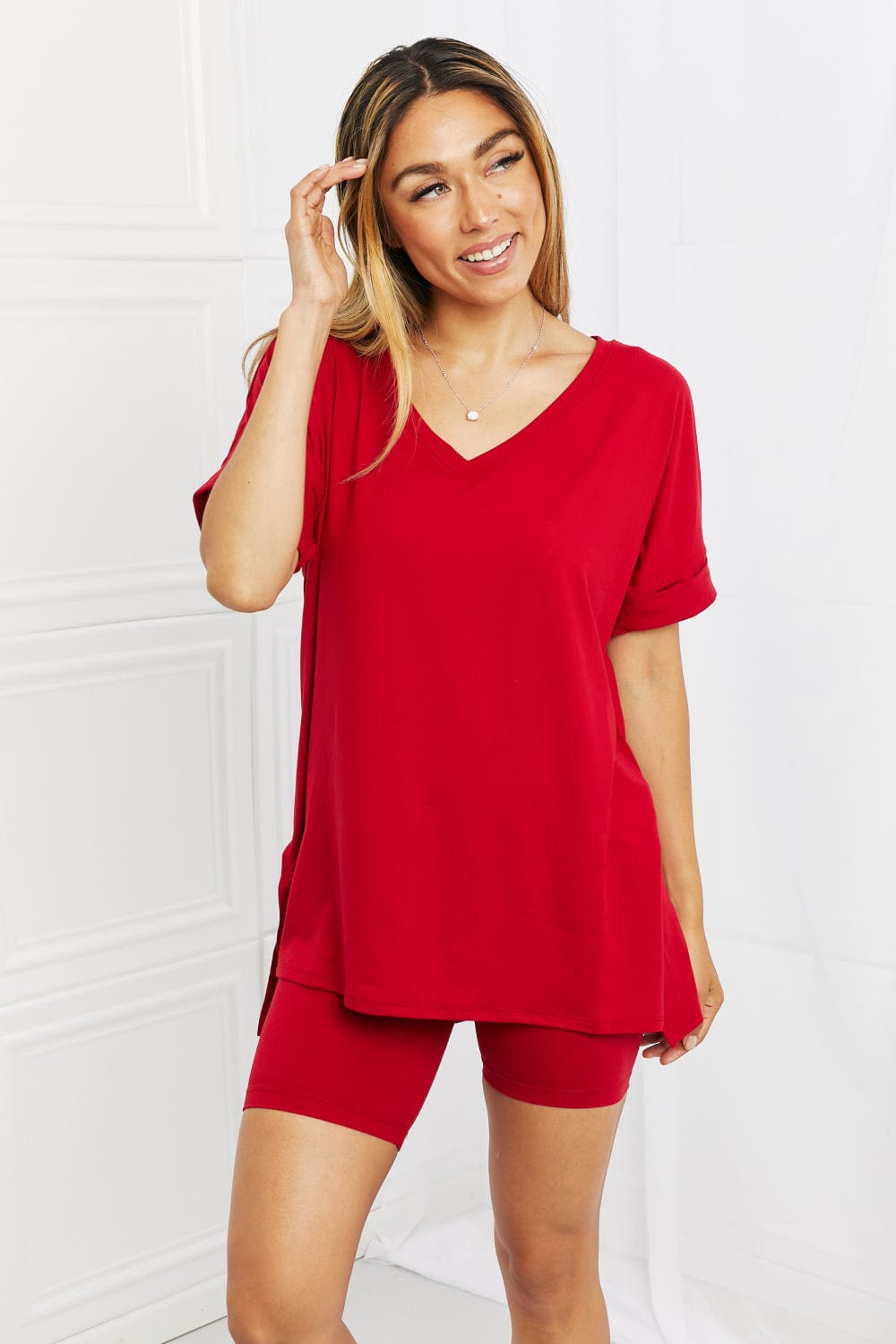 Full Size Quiet Moments Brushed Lounge Set in Burgundy - Body By J'ne