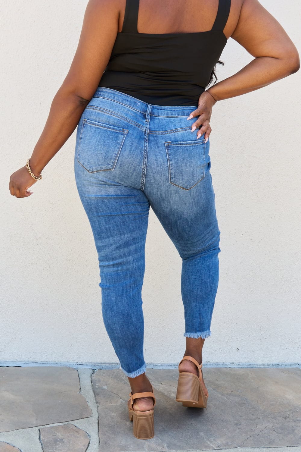 Full Size Raw Hem High Rise Skinny Jeans - Body By J'ne