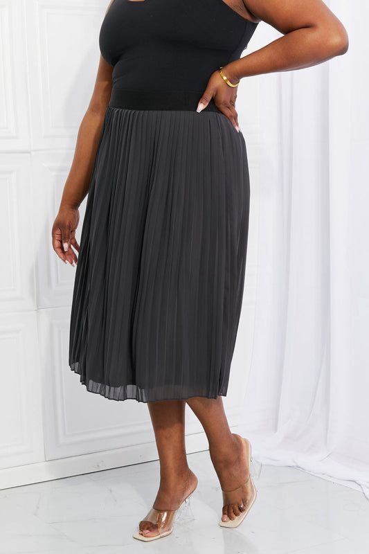 Full Size Romantic At Heart Pleated Chiffon Midi Skirt - Body By J'ne