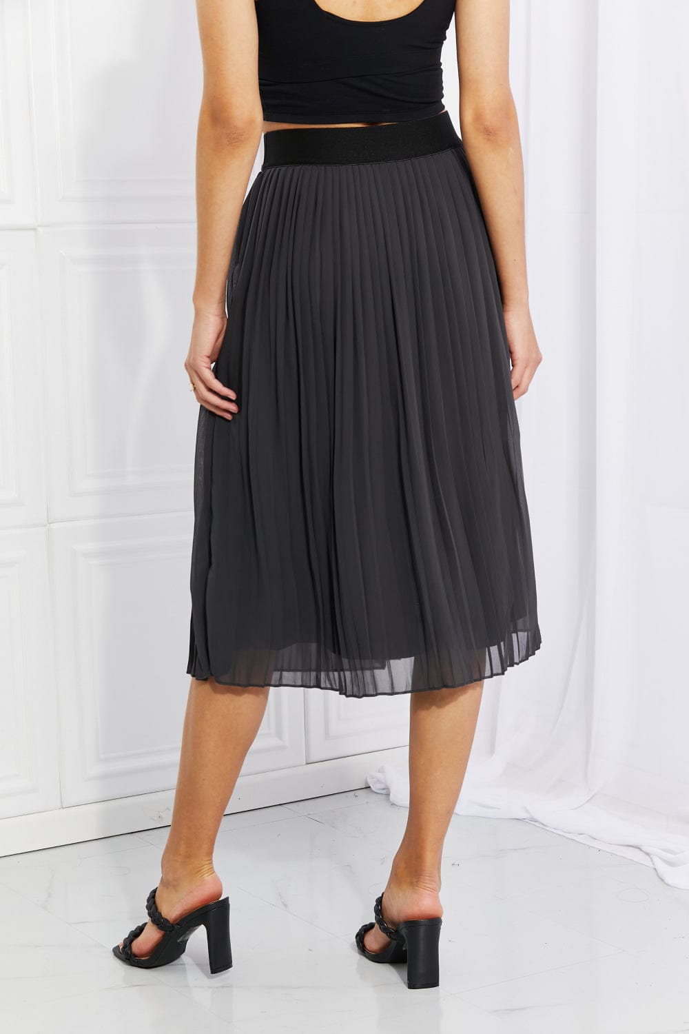 Full Size Romantic At Heart Pleated Chiffon Midi Skirt - Body By J'ne