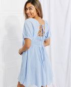 Full Size Ruched Notched Neck Lace-Up Dress with Pockets - Body By J'ne