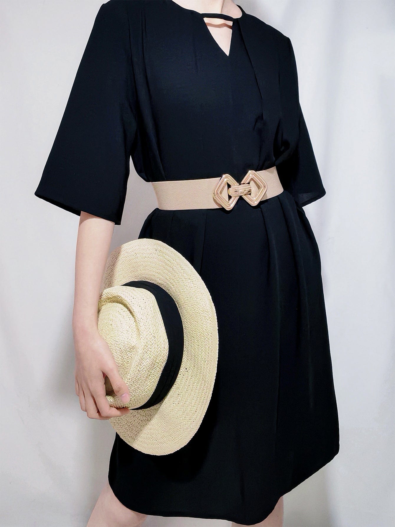 Geometric Buckle Elastic Wide Belt - Body By J'ne