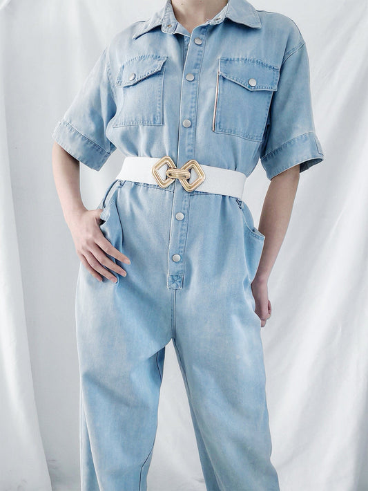 Geometric Buckle Elastic Wide Belt - Body By J'ne