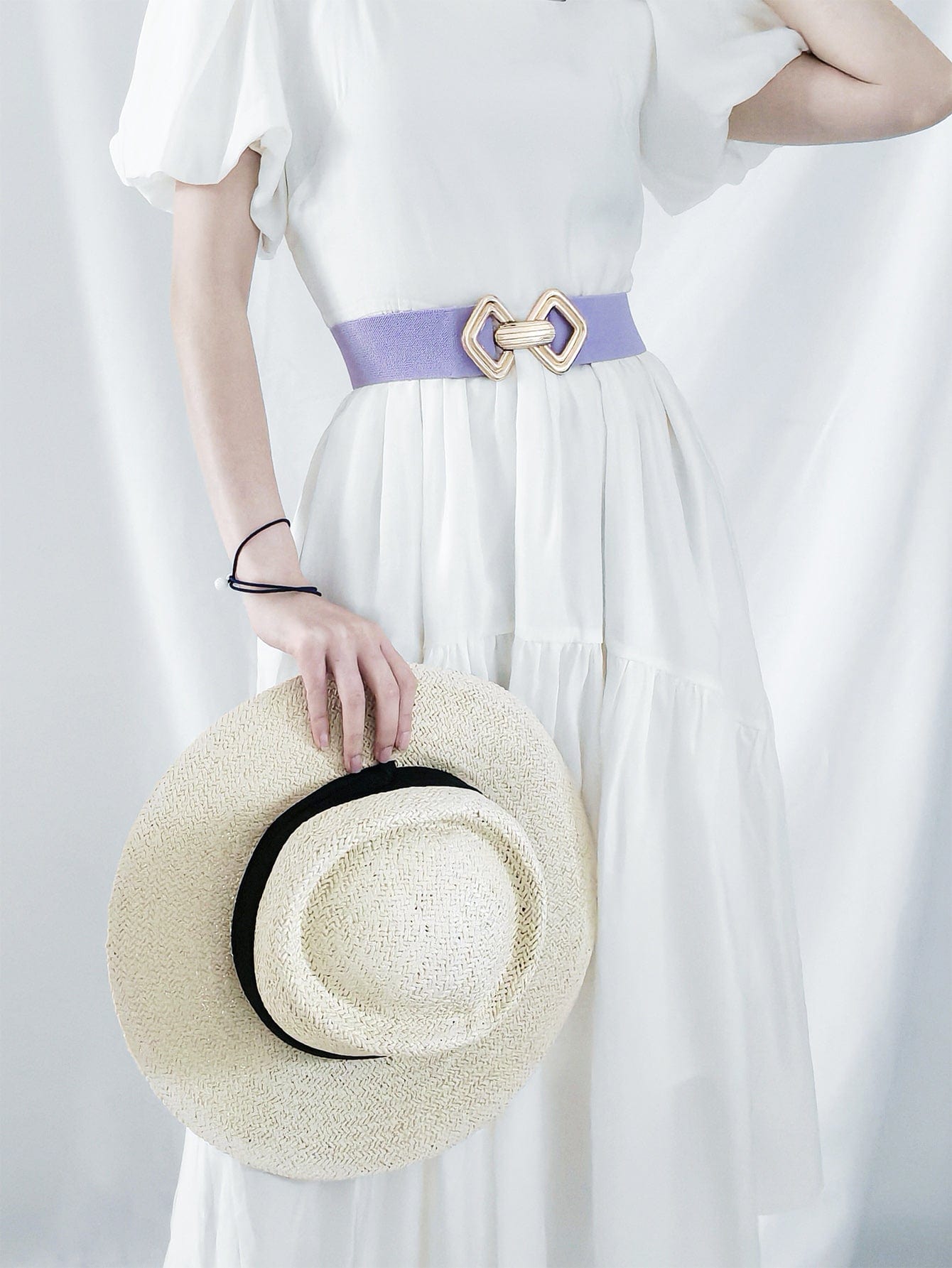 Geometric Buckle Elastic Wide Belt - Body By J'ne