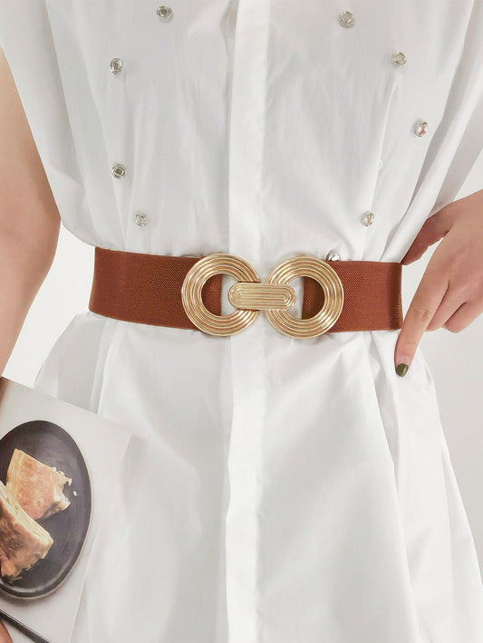 Geometric Buckle Elastic Wide Belt - Body By J'ne