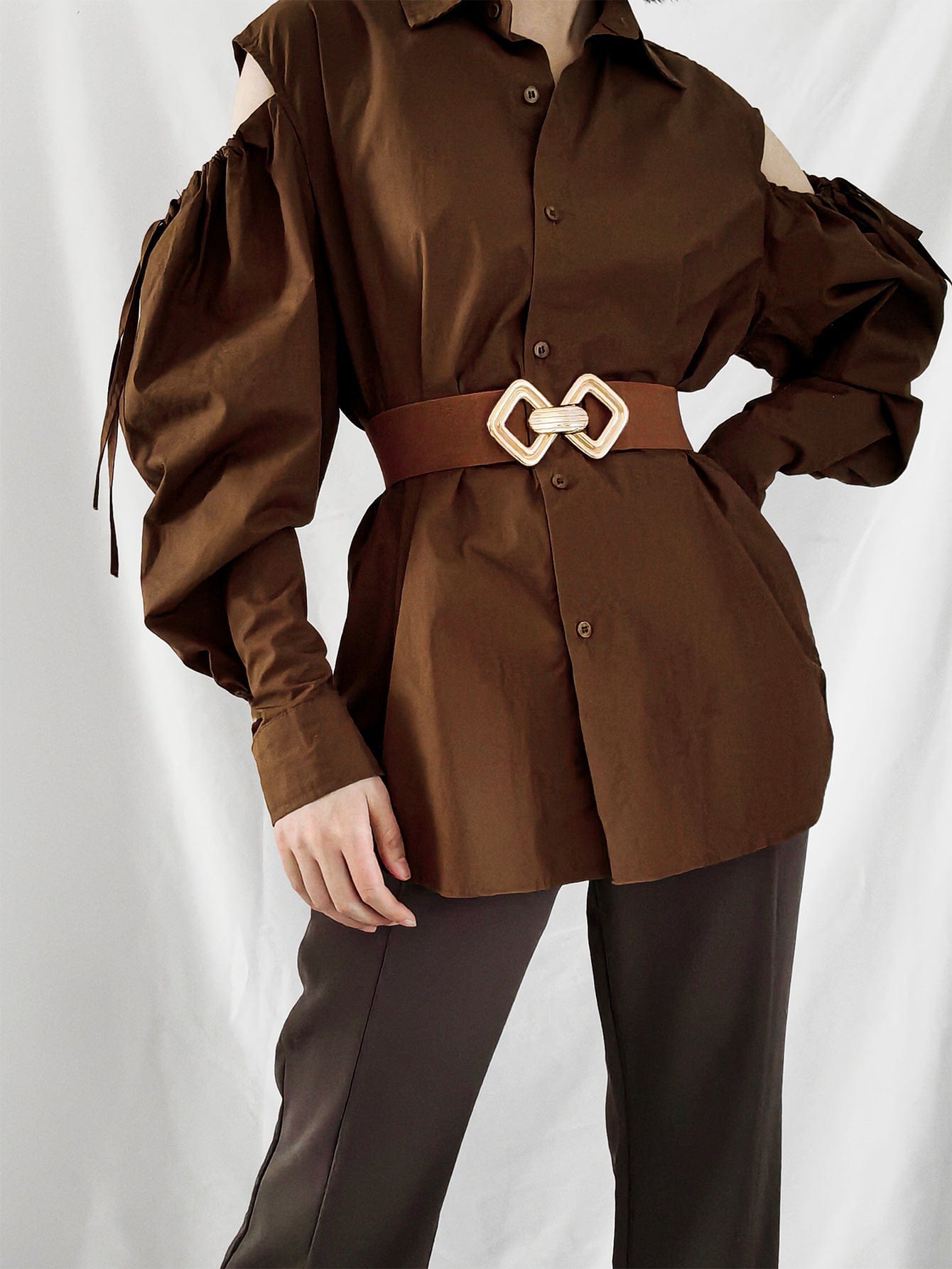 Geometric Buckle Elastic Wide Belt - Body By J'ne