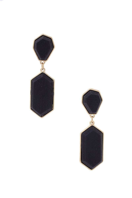 Geometric Wood Post Drop Earring - Body By J'ne