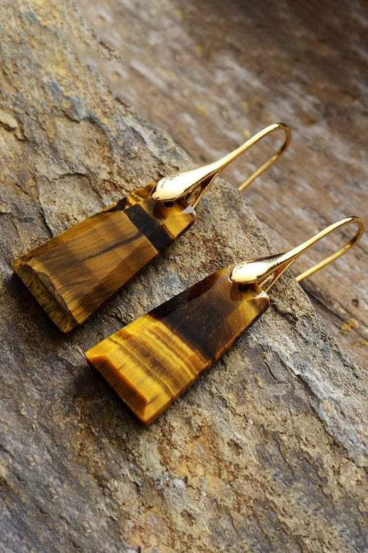 Geometrical Natural Stone Dangle Earrings Handmade - Body By J'ne