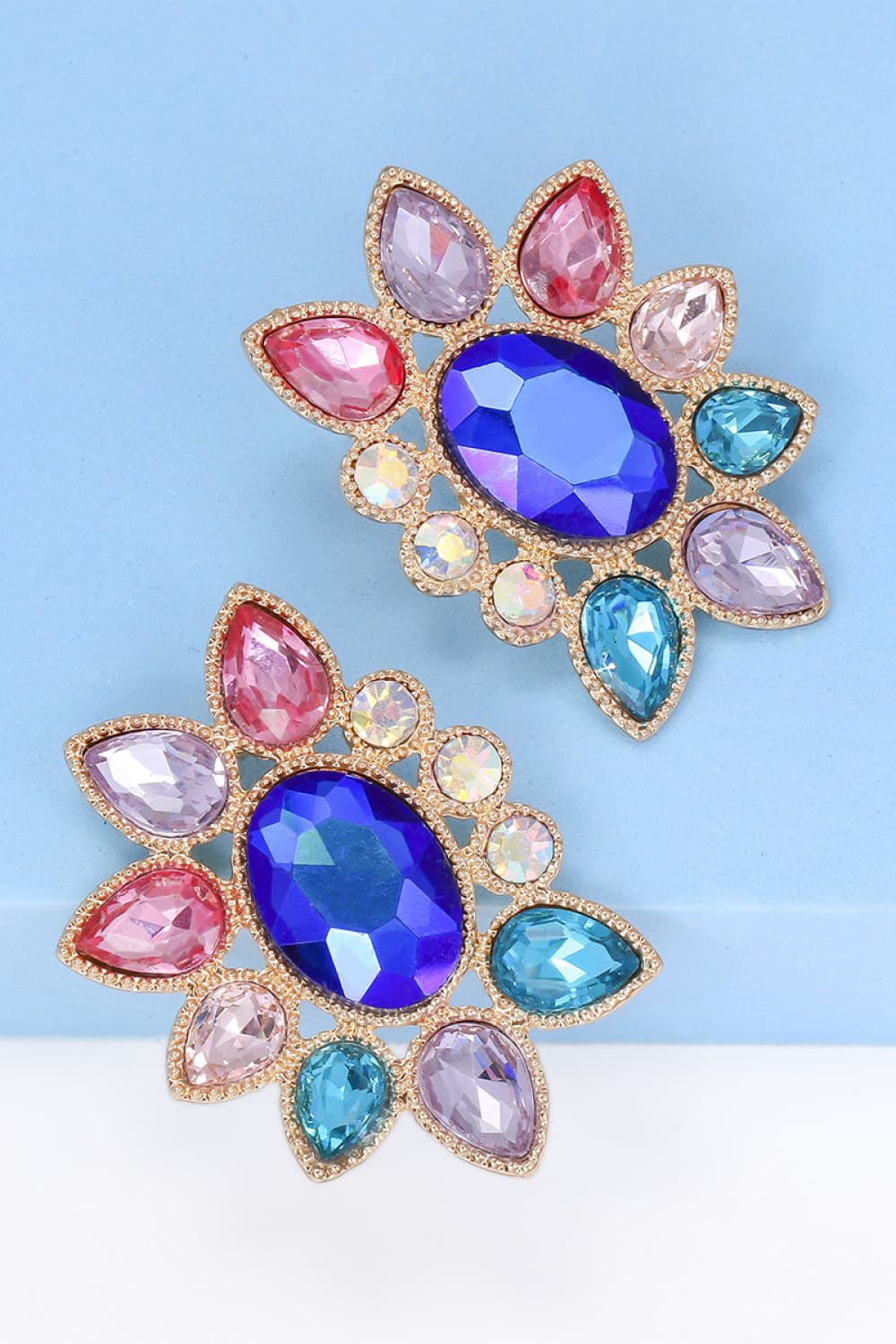 Geometrical Shape Glass Stone Dangle Earrings - Body By J'ne