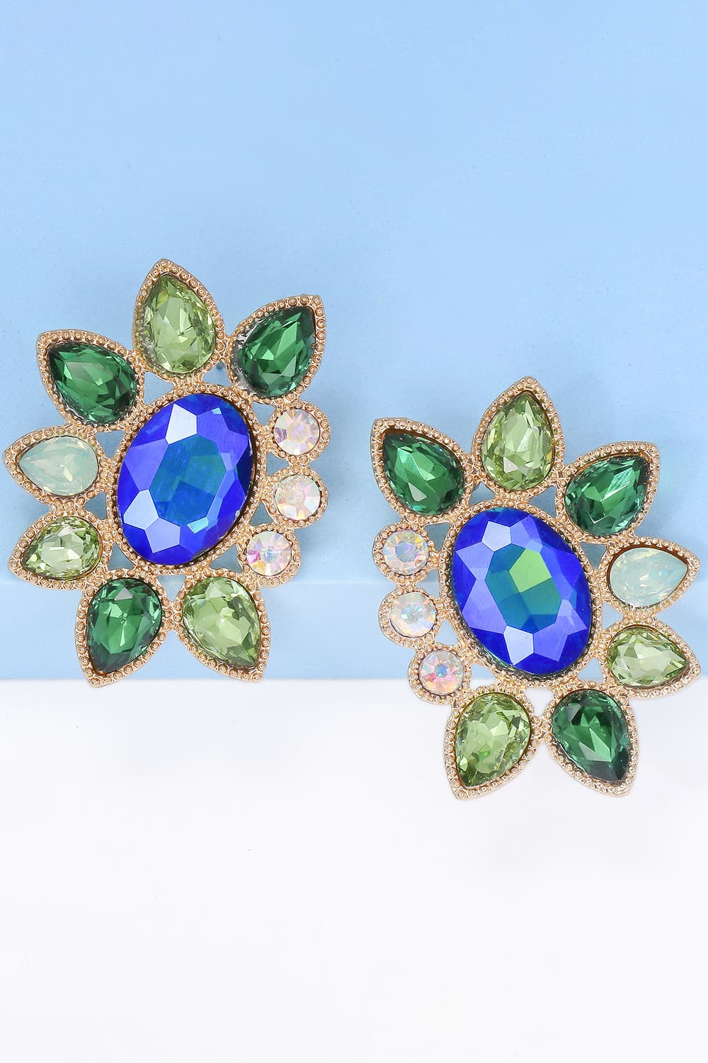 Geometrical Shape Glass Stone Dangle Earrings - Body By J'ne