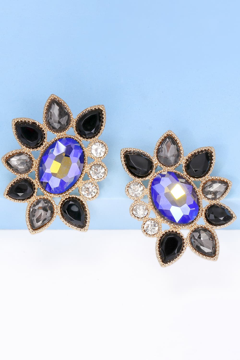 Geometrical Shape Glass Stone Dangle Earrings - Body By J'ne