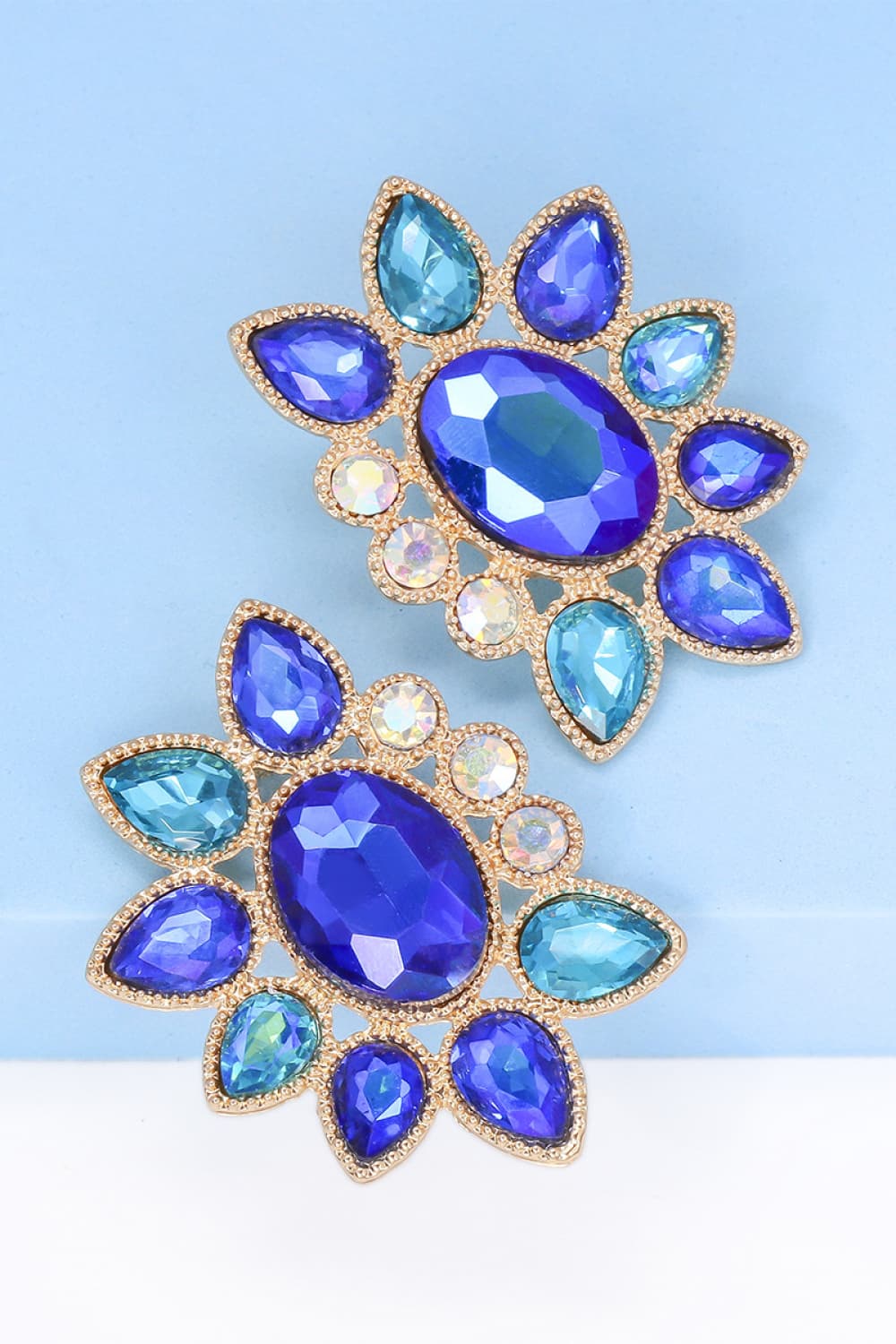 Geometrical Shape Glass Stone Dangle Earrings - Body By J'ne