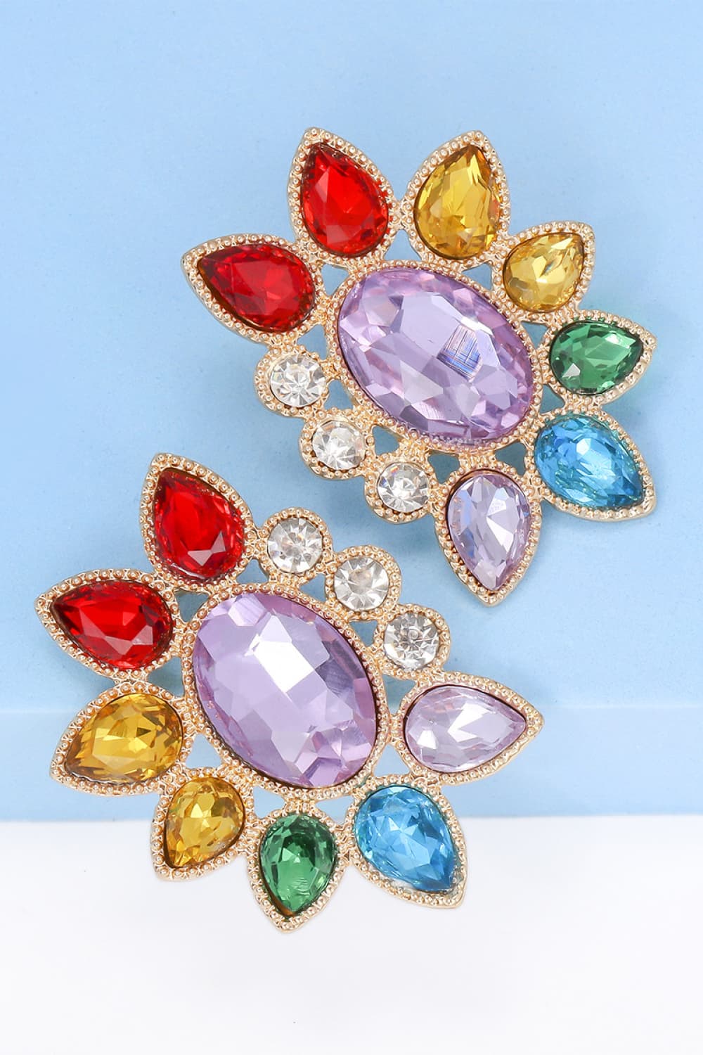 Geometrical Shape Glass Stone Dangle Earrings - Body By J'ne