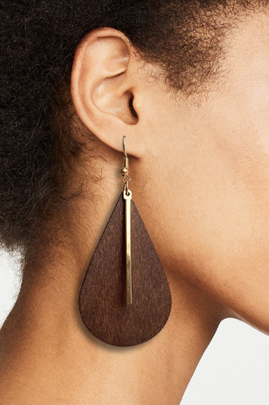 Geometrical Shape Wooden Dangle Earrings - Body By J'ne