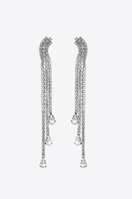 Glass Stone Fringe Dangle Earrings - Body By J'ne